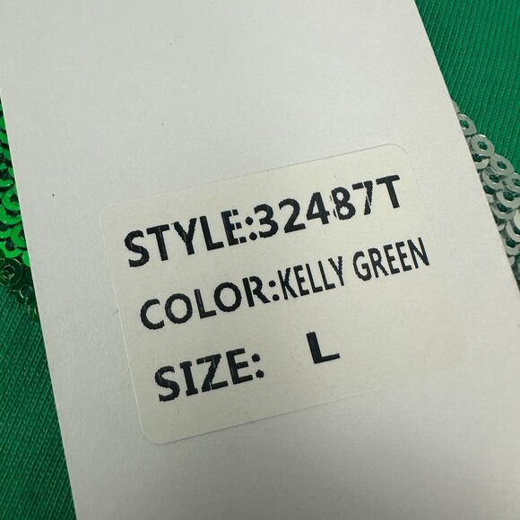 Blue B. Sequin Cowgirl Boot Graphic Tee Kelly Green Size Large - Picture 5 of 7